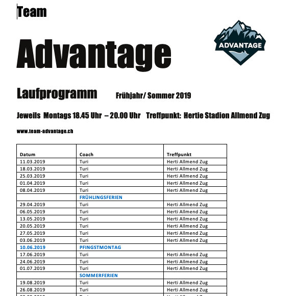 Laufprogramm 2019