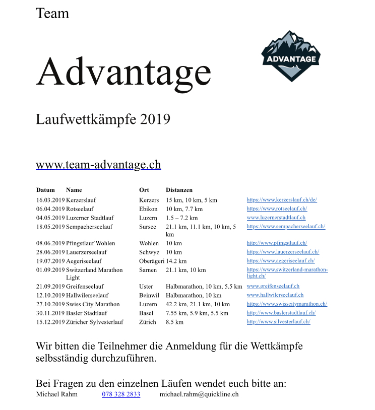 Laufwettkämpfe 2019