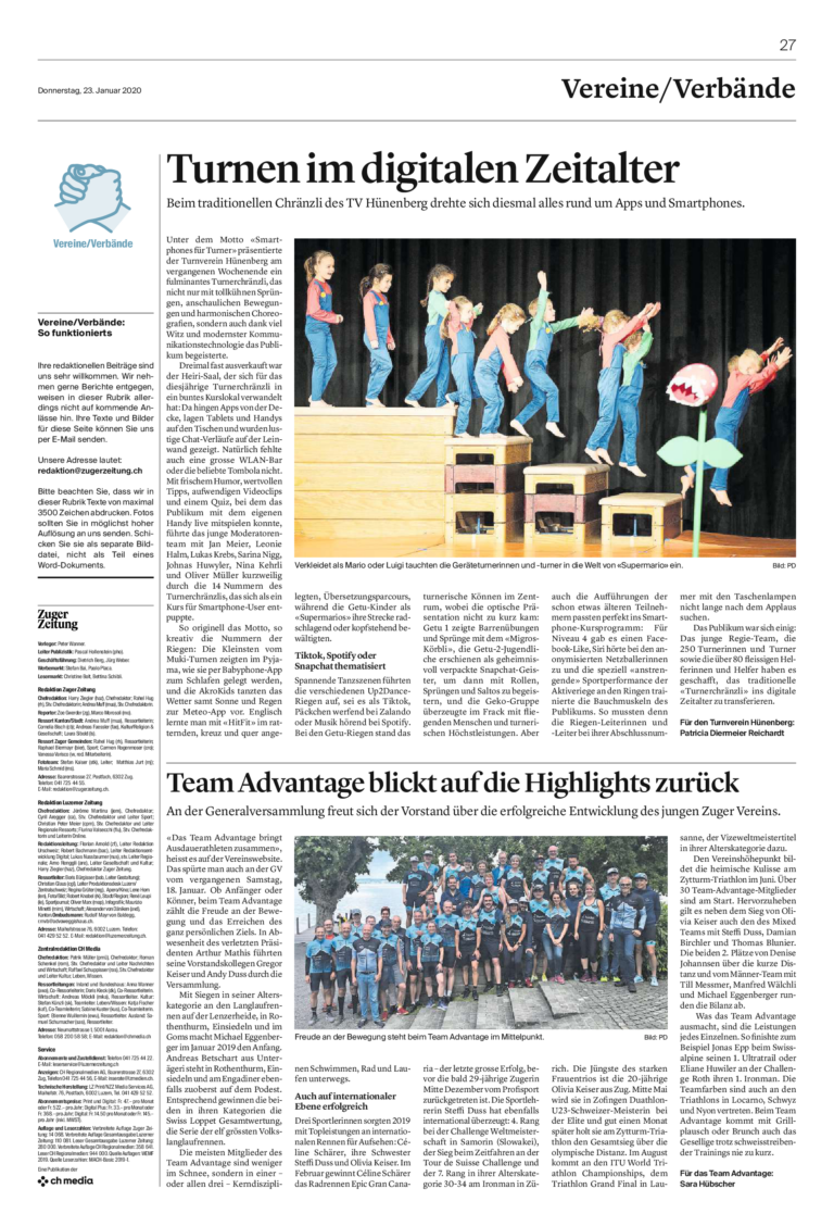 Zuger Zeitung 23 Januar 2020