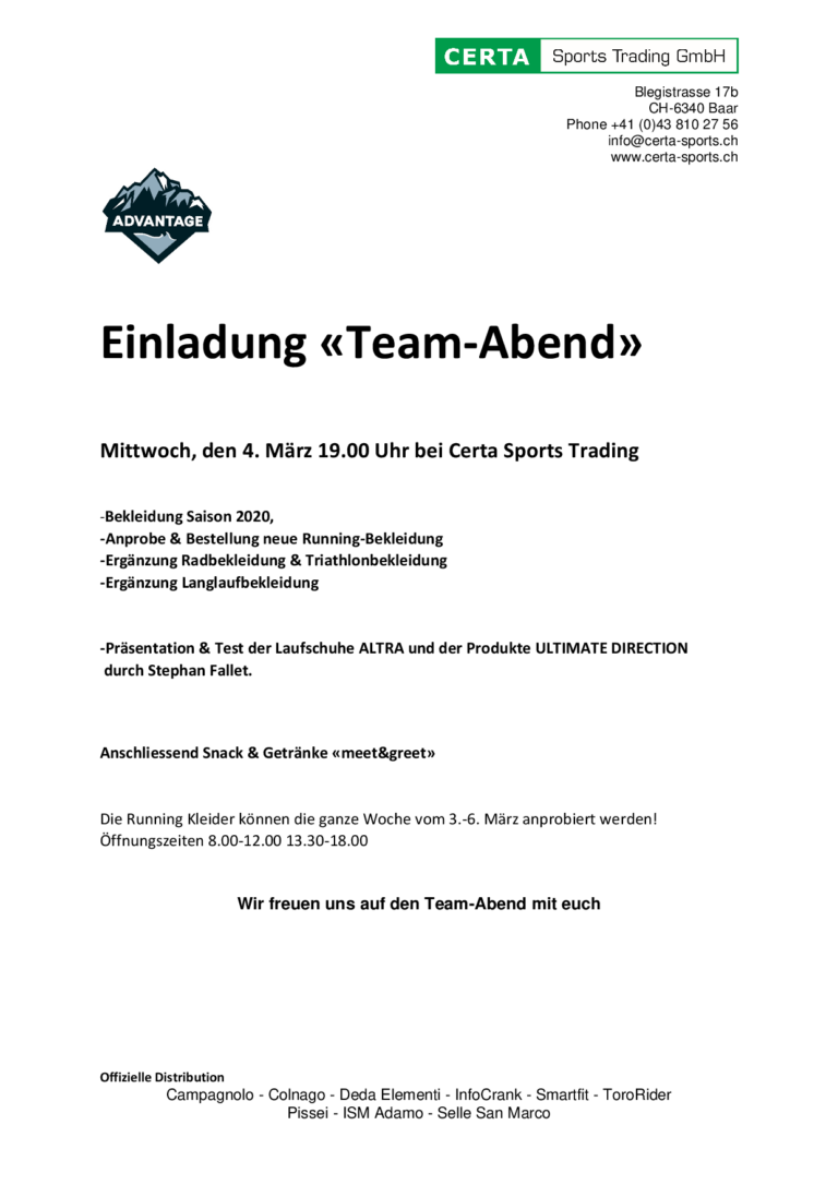 Team-Abend bei Certa Sports