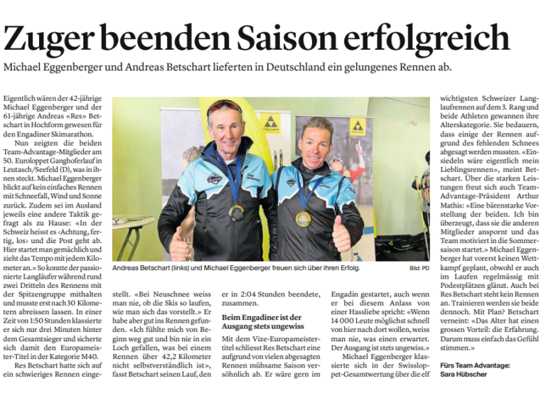 «Michael Eggenberger und Andreas Betschart lieferten in Deutschland ein gelungenes Rennen ab.»